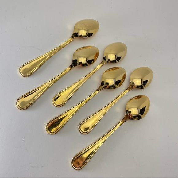 Retroneu Japan 24 k gold plated Spoons desert/appetizer Christmas Holly Design - Picture 14 of 14